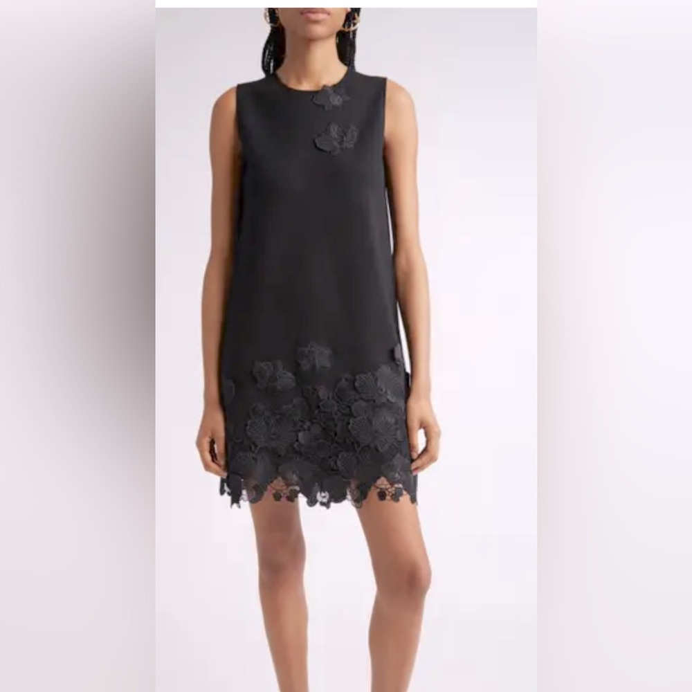 Tahari ASL Black Floral Midi Dress
